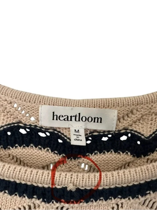 Heartloom Womens Sleeveless Stripped Knit Dress Sz Medium Beige Blue Lined - Picture 6 of 6